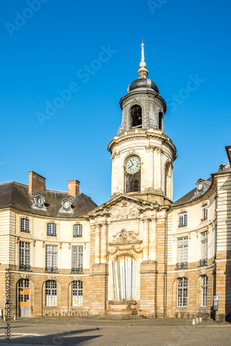 View at the Clock tower in the streets of Rennes in France photo