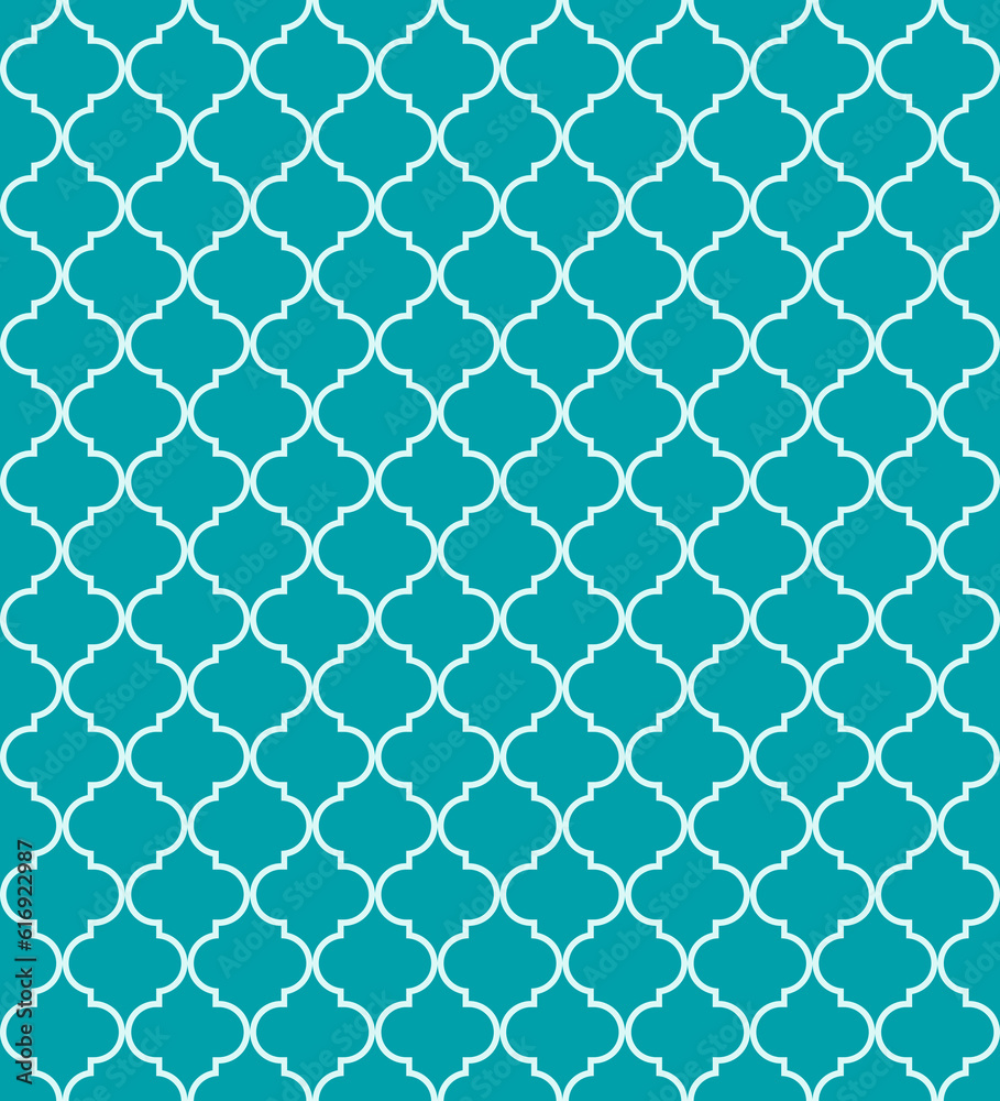 Fototapeta premium Moroccan Lattice Seamless Pattern in blue. Modern Elegant Backgrounds. Classic Quatrefoil Trellis Ornament.