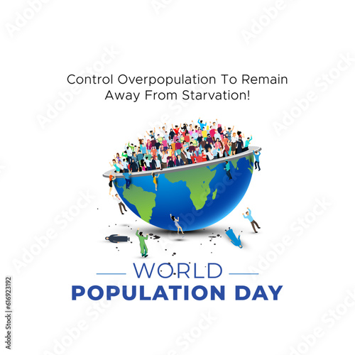 World Population Day Concept, 11th July, Vector illustration. Overcrowded, overloaded, explosion of world population and starvation.