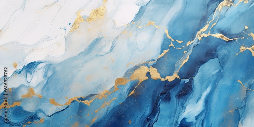 Naklejka premium Blue paints watercolor background made with Generative AI
