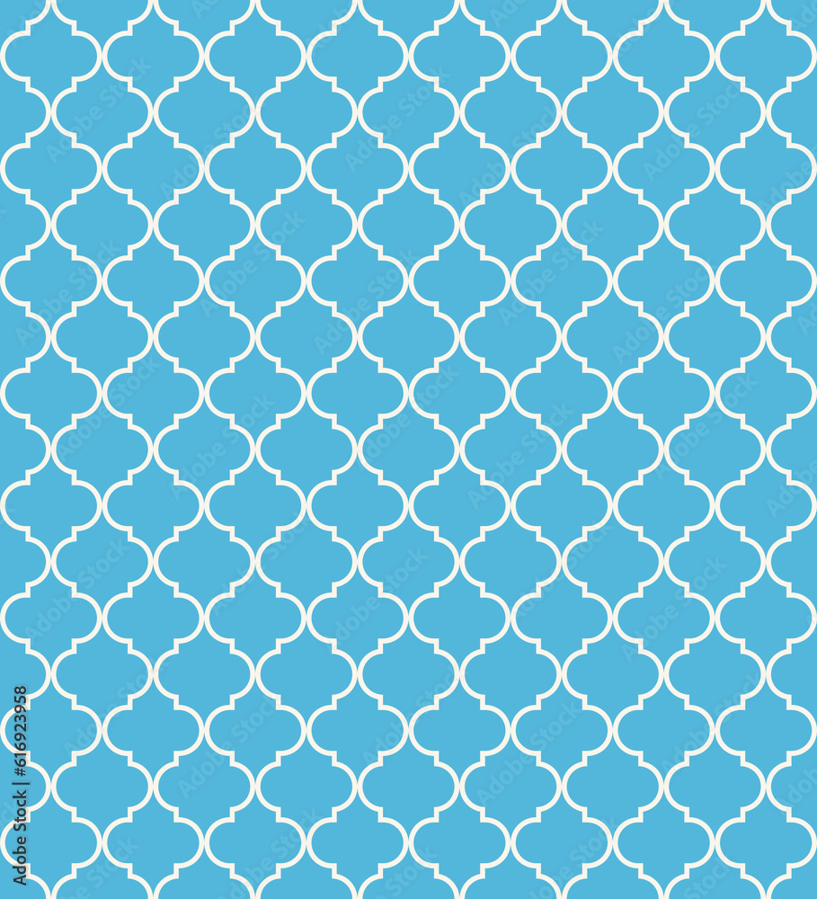 Moroccan Lattice Seamless Pattern in blue. Modern Elegant Backgrounds. Classic Quatrefoil Trellis Ornament. Moroccan Lattice Seamless Pattern in blue. Modern Elegant Backgrounds. Classic Quatrefoil Trellis Ornament.