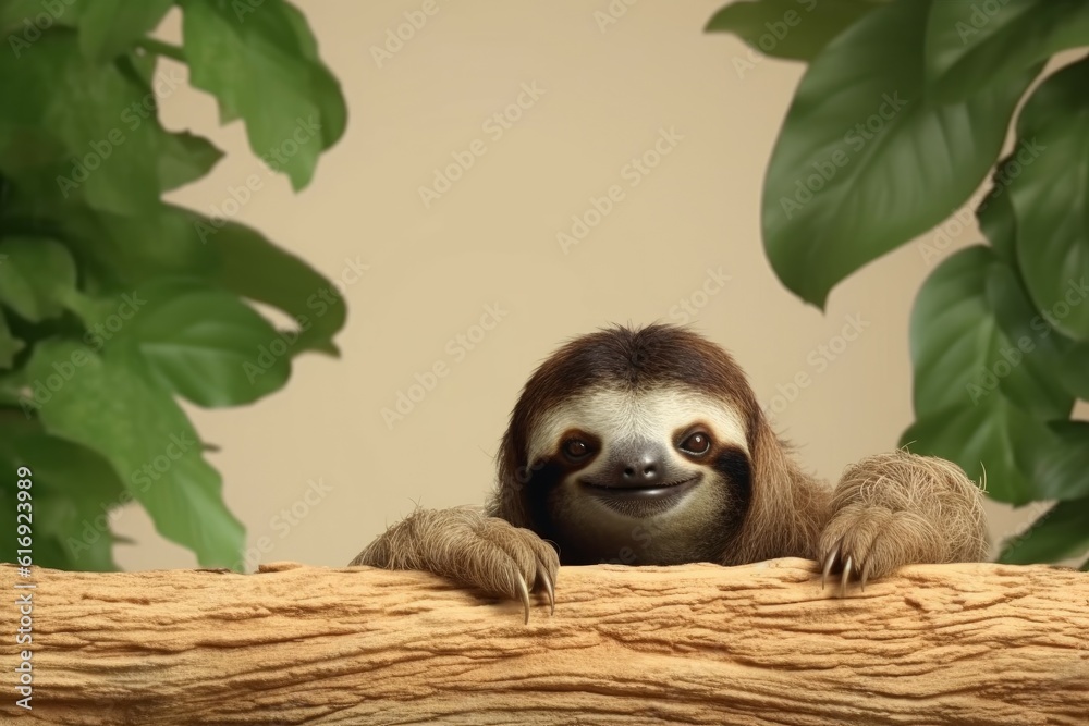 Fototapeta premium Sloth animal mockup. Generate Ai