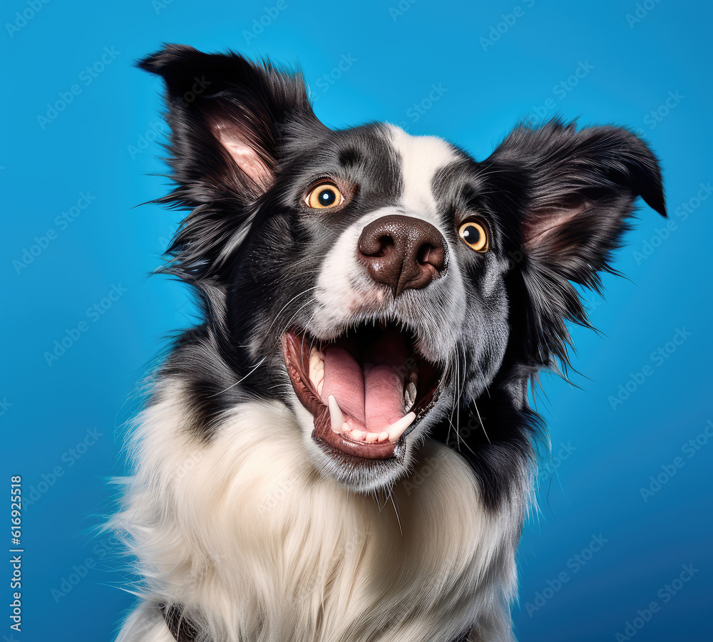 Fototapeta premium Portrait of Beautiful Cute Border Collie Dog extreme closeup. Generative AI