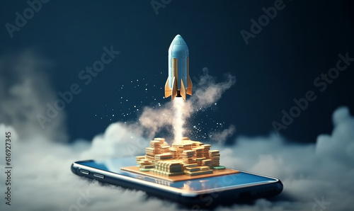 the concept of earning through a smartphone. generative ai