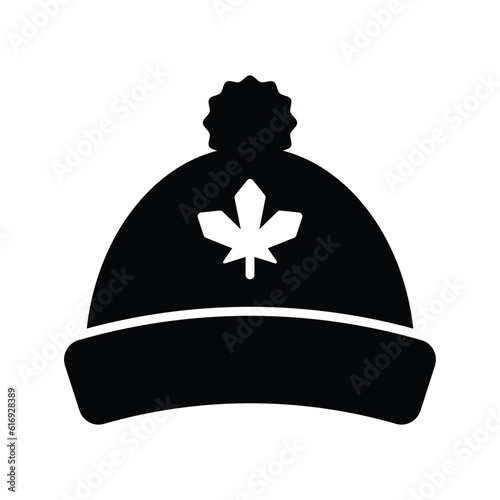 Maple leaf on hat showing concept vector of canadian cultural hat, customizable icon