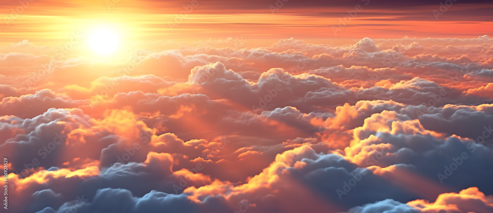 a sun above some clouds is shining bright Generated by AI