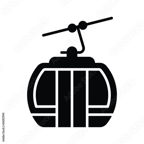 Cable car vector denoting transportation that uses cables to pull tram-like vehicles up and down steep hills or inclines
