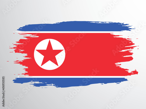 Free Download Flag of North Korea painted with a brush - GFXLoad