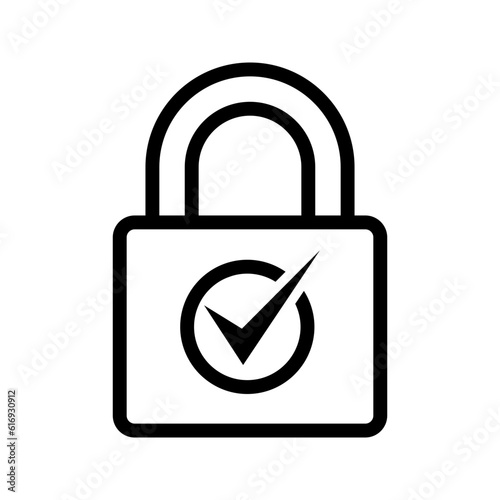 illustration of security access, padlock with checkmark icon vector