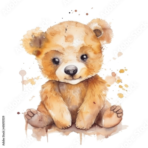watercolor teddy bear © ku4erashka