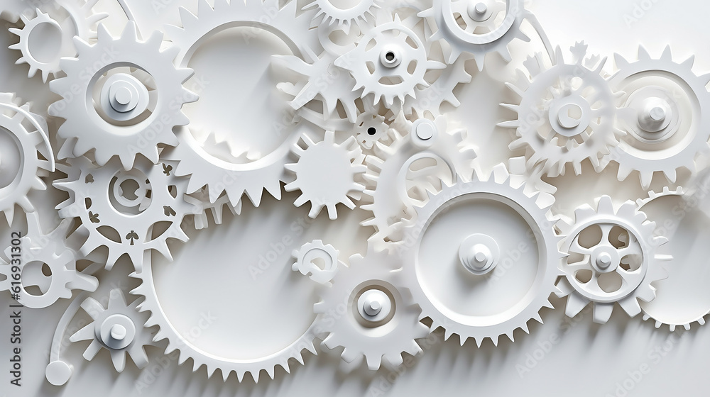 gears on a white background concept car service. generative ai gears on a white background concept car service. generative ai