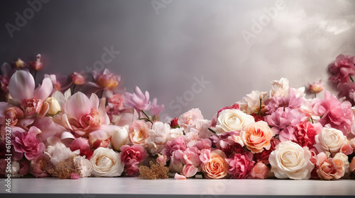 floral background for beauty, cosmetic product presentation