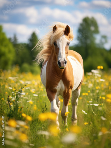 Happy cute horse on a summer day