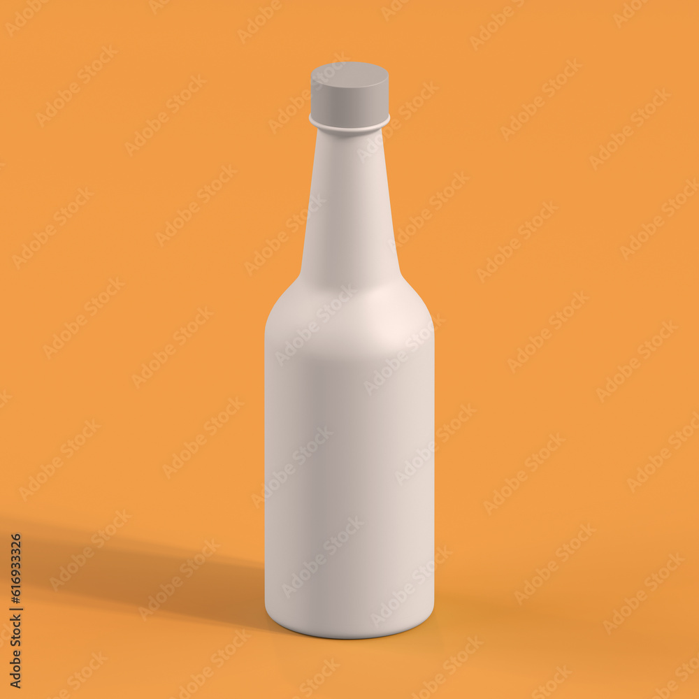 Monochrome Bottle on Orange Background, 3d Rendering