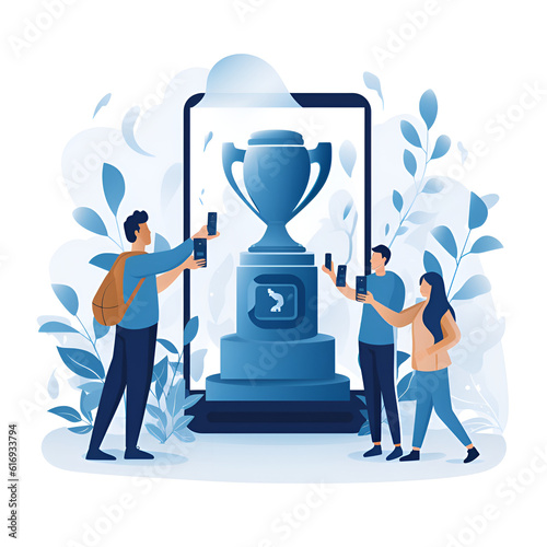 flat illustration in photojournalism concept, photographer, in the style of award-winning, contest winner, smartphone footage