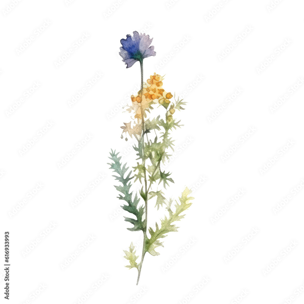 Watercolor wild field flower