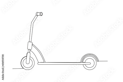 Vector scooter in continuous line art drawing style on premium vector illustration
