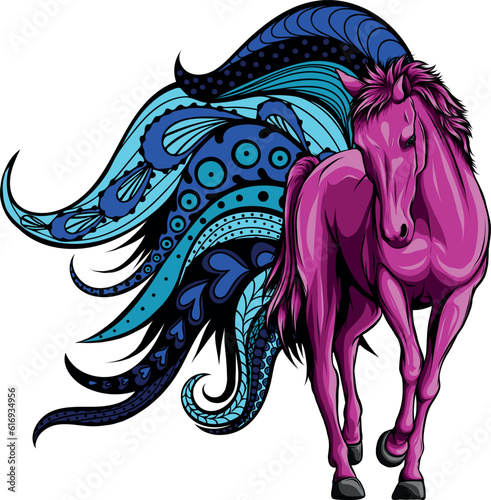vector Illustration of a horse with mandala © deanz