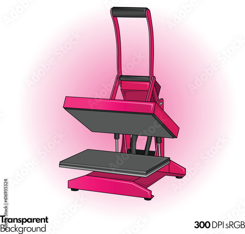 Heat Press Machine Vector - Clipart - heat press illustration - T Shirt Printing
