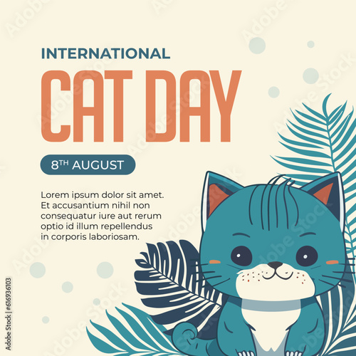 Hand drawn international cat day illustration
