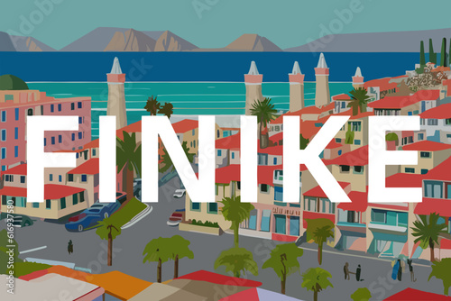 Finike: Modern illustration of a Turkish scene with the name Finike in Antalya photo