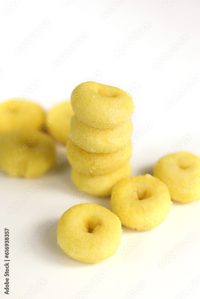 Sugared mini donut on white background. Collection of Dessert.