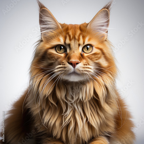 A Maine Coon cat (Felis catus) flaunting its dichromatic eyes.