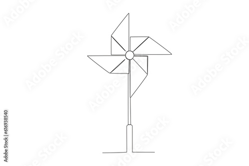 Vector continuous one line drawing set windmills or wind turbines 