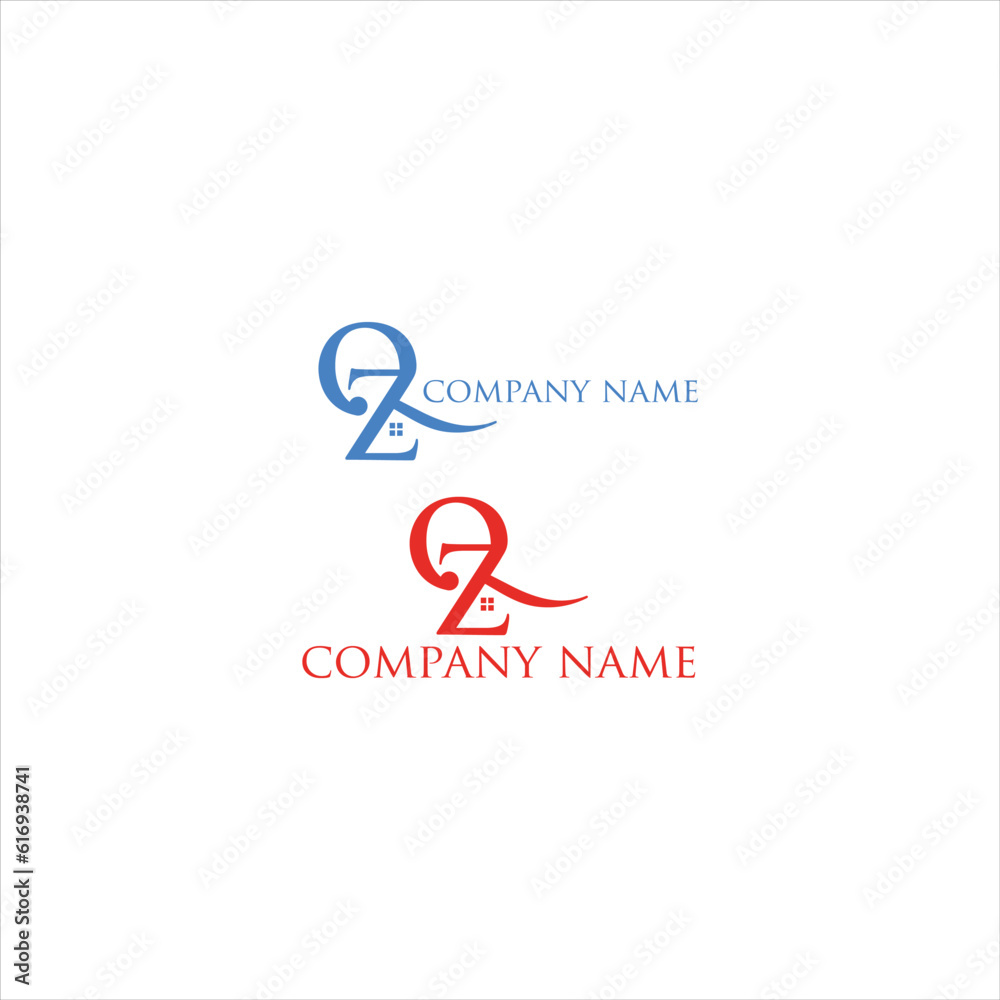 QZ , Q2Z initial real estate logo design QZ , Q2Z initial real estate logo design