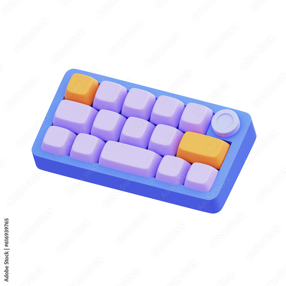 Knob Keyboard 3D Illustration Knob Keyboard 3D Illustration