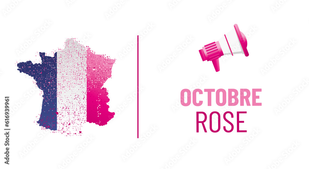 Octobre Rose / lutte contre le cancer du sein en france - obrazy, fototapety, plakaty 