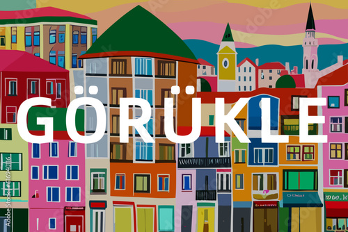 Görükle: Modern illustration of a Turkish scene with the name Görükle in Bursa