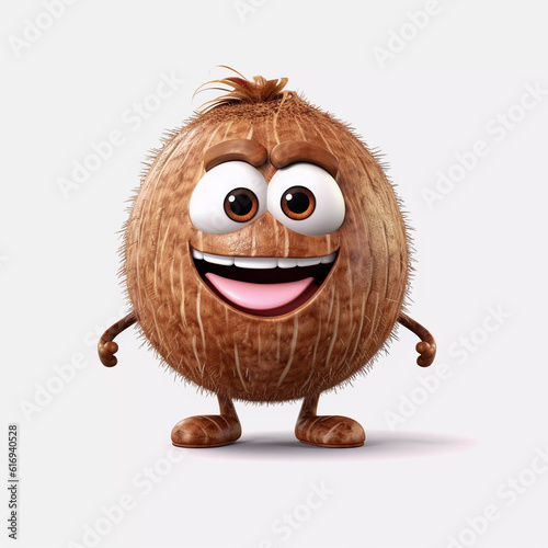Cute Coconut Happy Cartoon Character