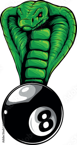 vector illustration of Billiard 8 ball with Cobra snake photo