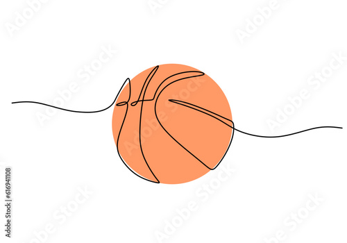 Basketball One Line Drawing: Continuous Hand Drawn Sport Theme Object