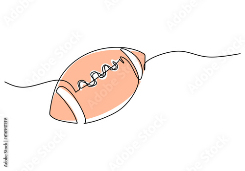 Rugby Ball One Line Drawing...