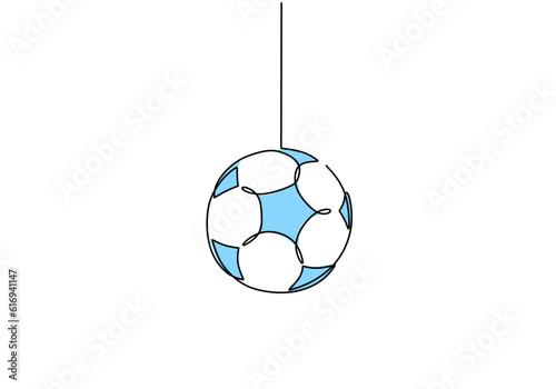 Soccer Ball One Line Drawing: Continuous Hand Drawn Sport Theme Object