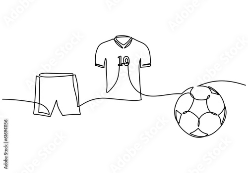 Soccer Uniform One Line Drawing: Continuous Hand Drawn Sport Theme