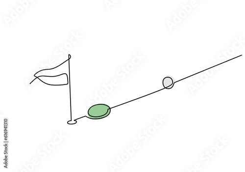 Mini Golf Ball One Line Drawing: Continuous Hand Drawn Sport Theme