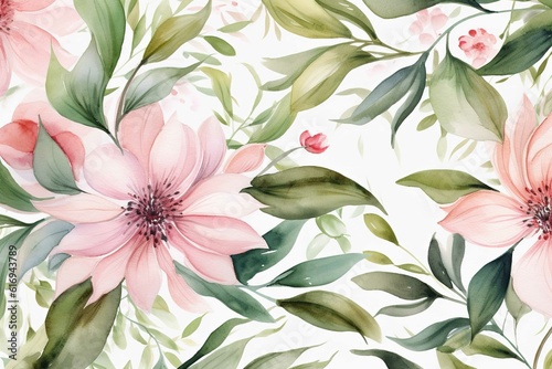 Watercolor floral illustration set. Generate Ai