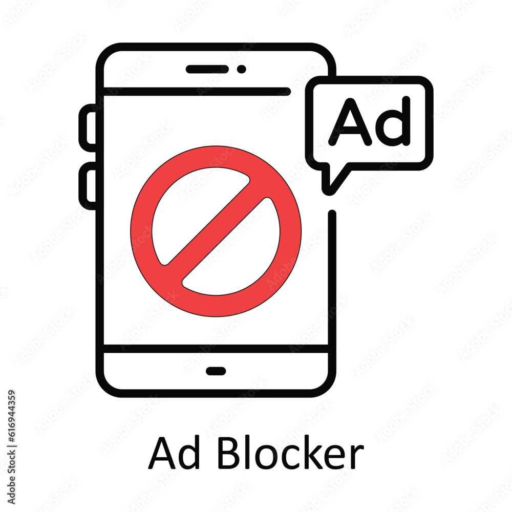 Ad Blocker Filled Outline Icon Design illustration. Online Steaming Symbol on White background EPS 10 File Ad Blocker Filled Outline Icon Design illustration. Online Steaming Symbol on White background EPS 10 File