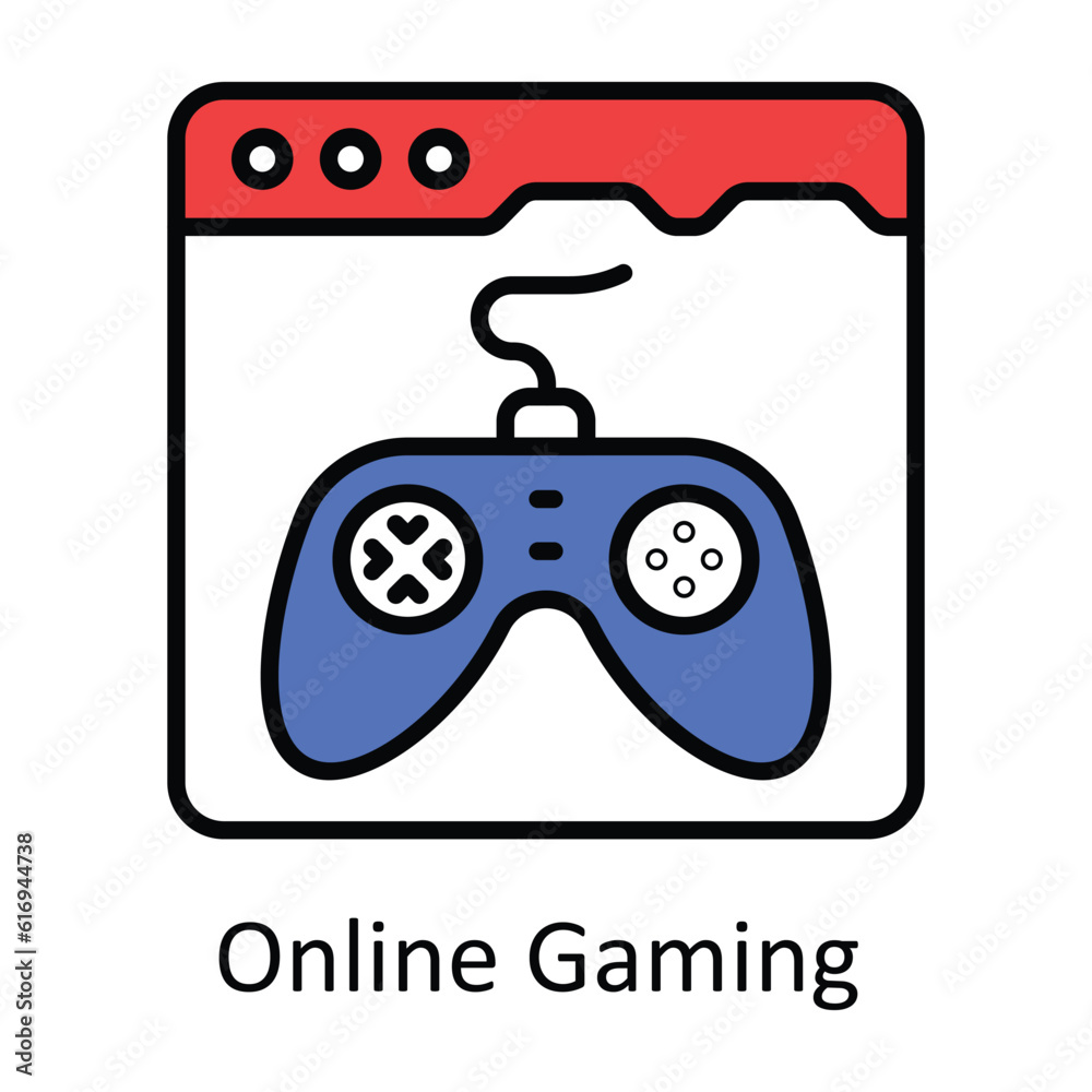 Online Gaming Filled Outline Icon Design illustration. Online Steaming Symbol on White background EPS 10 File Online Gaming Filled Outline Icon Design illustration. Online Steaming Symbol on White background EPS 10 File