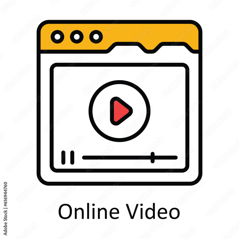 Fototapeta premium Online Video Filled Outline Icon Design illustration. Online Steaming Symbol on White background EPS 10 File
