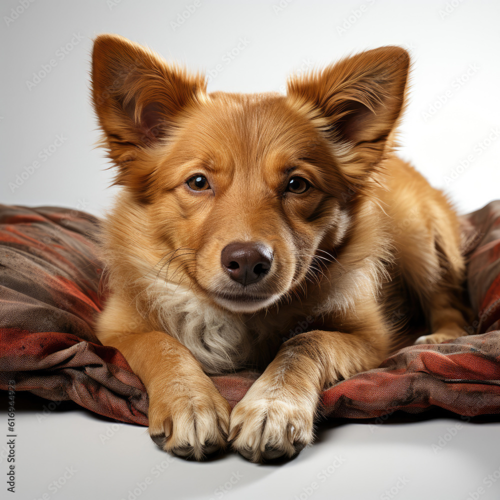 A relaxed Red Heeler puppy (Canis lupus familiaris) lying down for a nap. A relaxed Red Heeler puppy (Canis lupus familiaris) lying down for a nap.