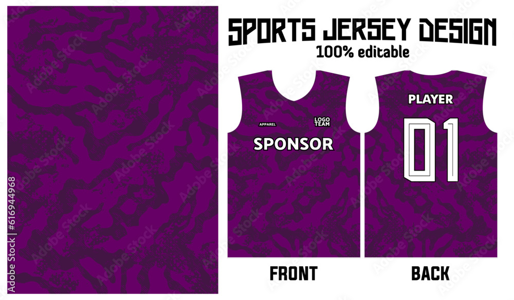 purple background jersey design for sport uniform