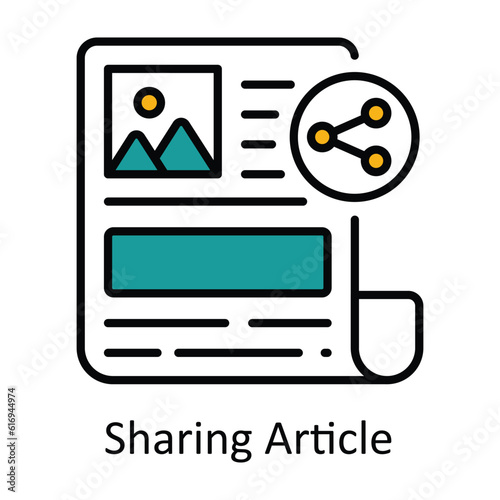 Sharing Article Filled Outline Icon Design illustration. Online Steaming Symbol on White background EPS 10 File