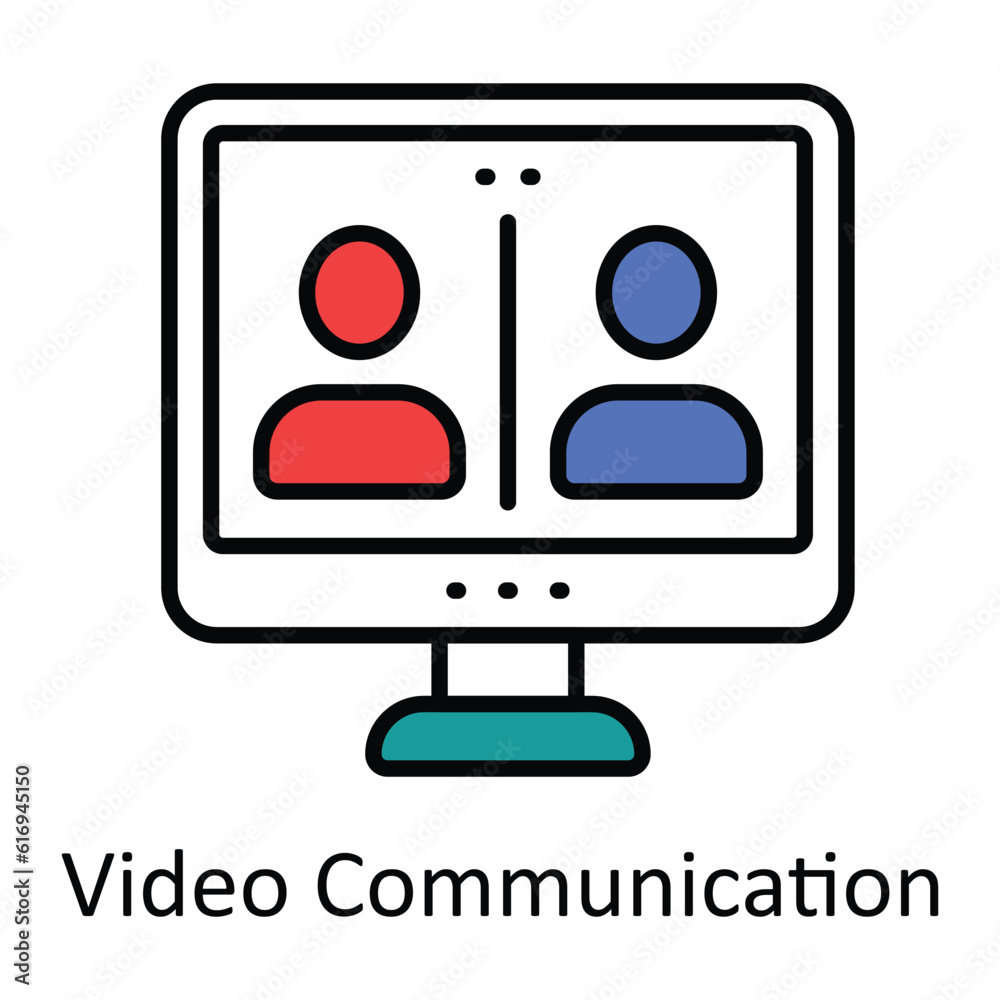 Video Communication Filled Outline Icon Design illustration. Online Steaming Symbol on White background EPS 10 File Video Communication Filled Outline Icon Design illustration. Online Steaming Symbol on White background EPS 10 File