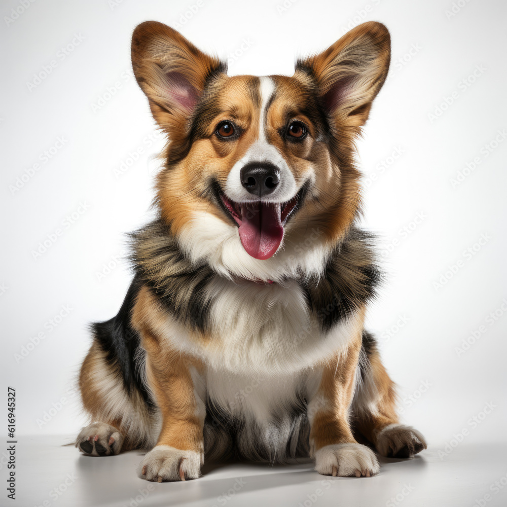 A Cardigan Welsh Corgi (Canis lupus familiaris) with striking dichromatic eyes. A Cardigan Welsh Corgi (Canis lupus familiaris) with striking dichromatic eyes.