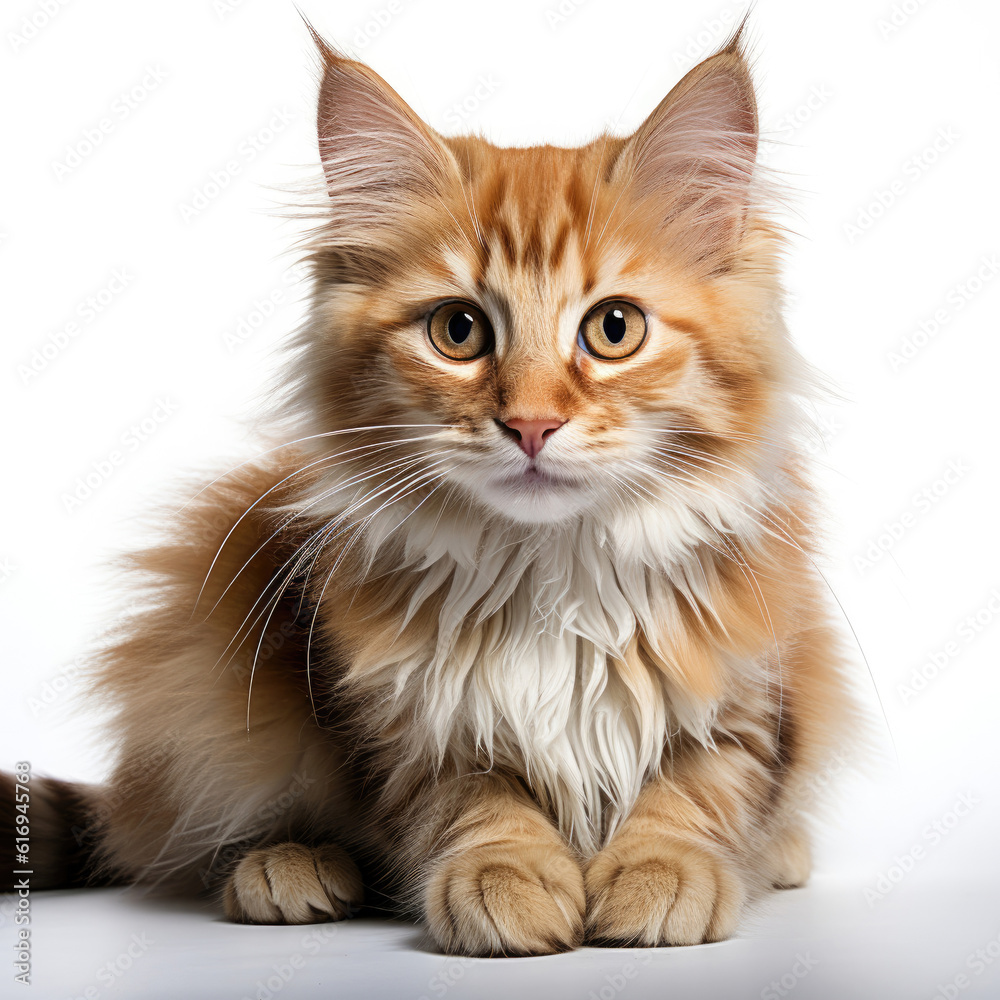 An adorable Siberian Forest Cat kitten (Felis catus) sitting with a curious expression. An adorable Siberian Forest Cat kitten (Felis catus) sitting with a curious expression.
