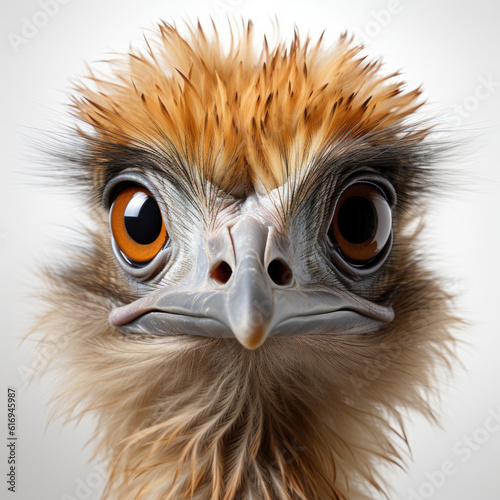 A Common Ostrich (Struthio camelus) with its large eyes and long neck.